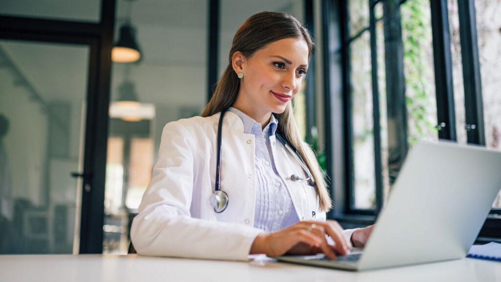 doctor using laptop
