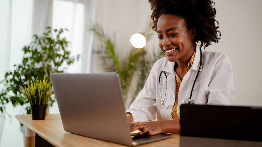 doctor using laptop
