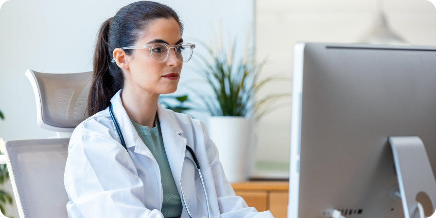 doctor using laptop